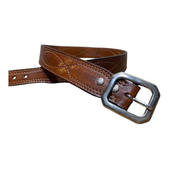 Men's Unbranded Stitched Western Core Leather Belt Sz 36” - Picture 3 of 4